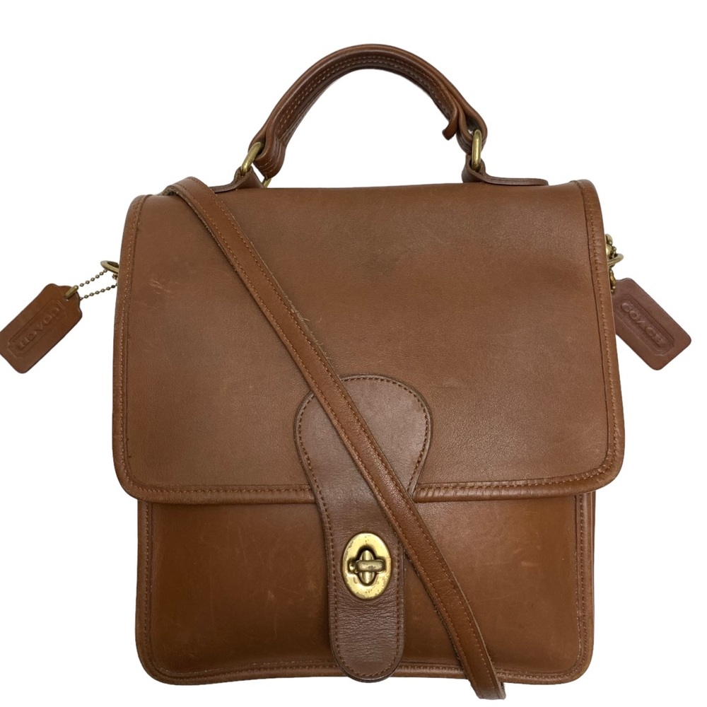 COACH 5130 Vtg British Tan Leather Station Crossbody Bag